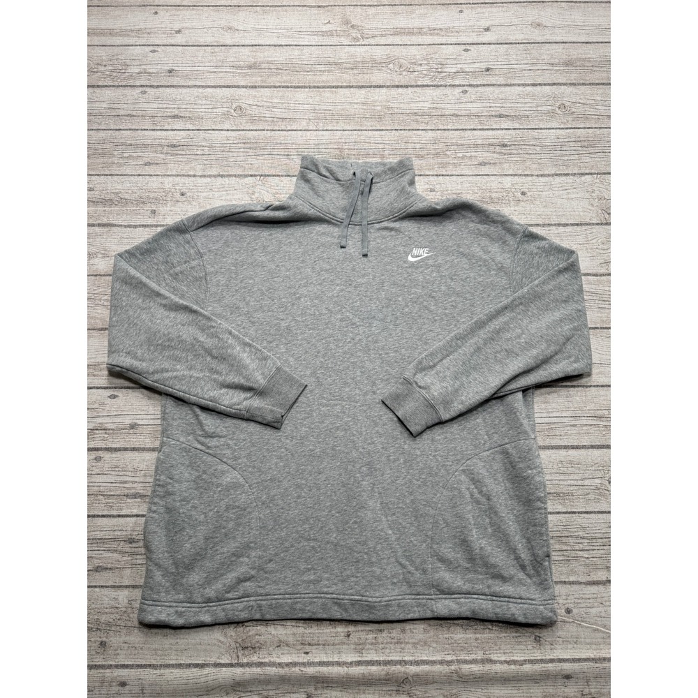 Nike Sweatshirt Women's Medium Gray Relaxed Funnel Neck Athletic Lounge Pullover